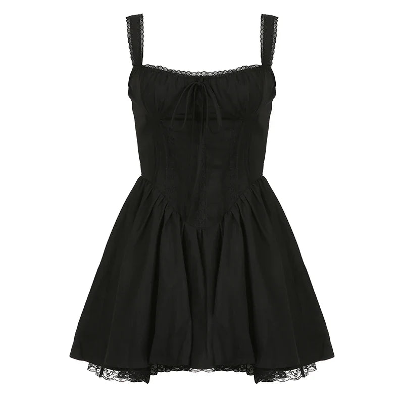 Elegant Party Dresses Ladies Fashion Evening Bodycone A-Line Pleated Fluffy Dress Lace Sexy Ball Gown Mini Sunderss