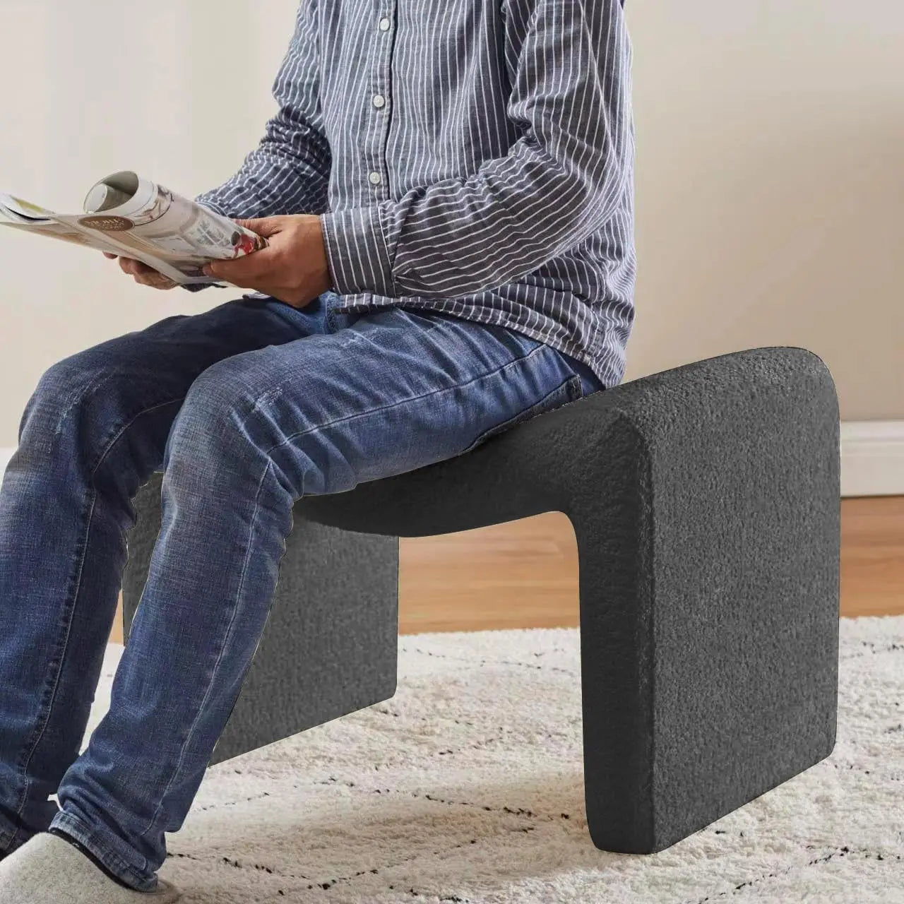 Luxury Small Footstool Ottoman, Multi-Functional Modern Foot Stool, Sofa Footrest Extra Seating for Living Room, Entryway, Hallways