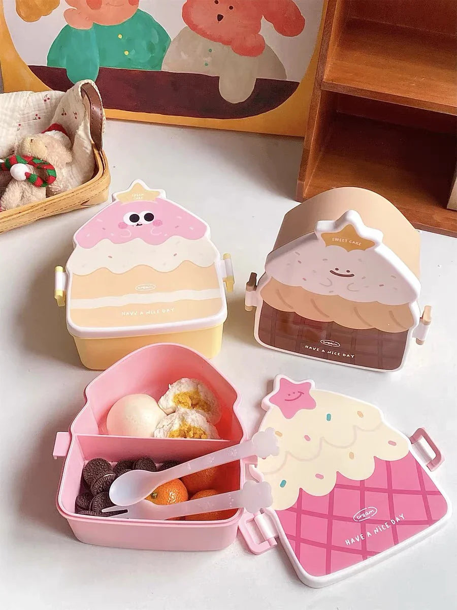 Bento Lunch Box for Kids Kawaii Cartoon Students Sandwich Snack Food Box Fruit Container Portable Picnic Fresh Box