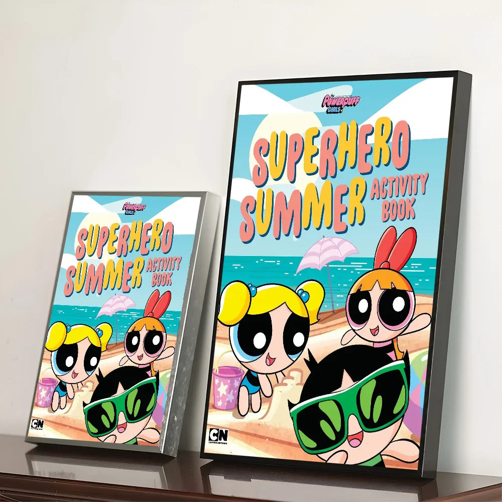Cartoon P-Powerpuff Girls Poster Self-adhesive Art Waterproof Paper Sticker Wall Decoration