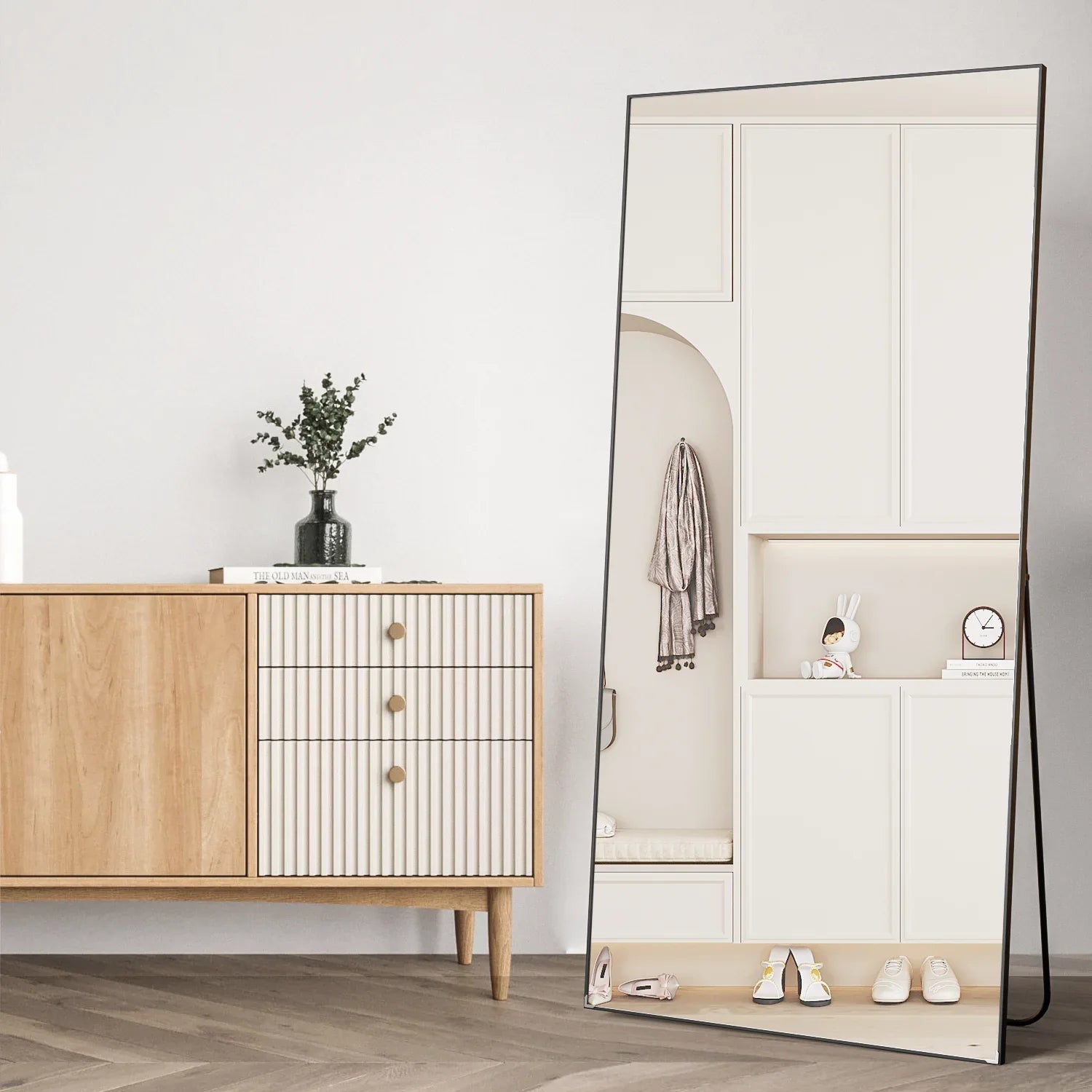 Full Length Mirror 65" * 24 ", Floor Standing Mirror, Metal Frame Mirror, Full Body Mirror