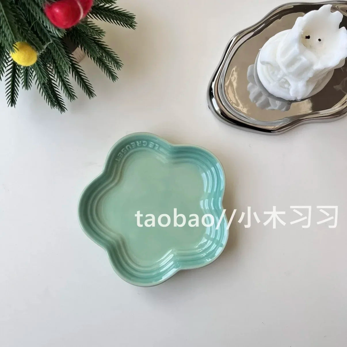 French Flower Shaped Small Plate Colored Ceramic