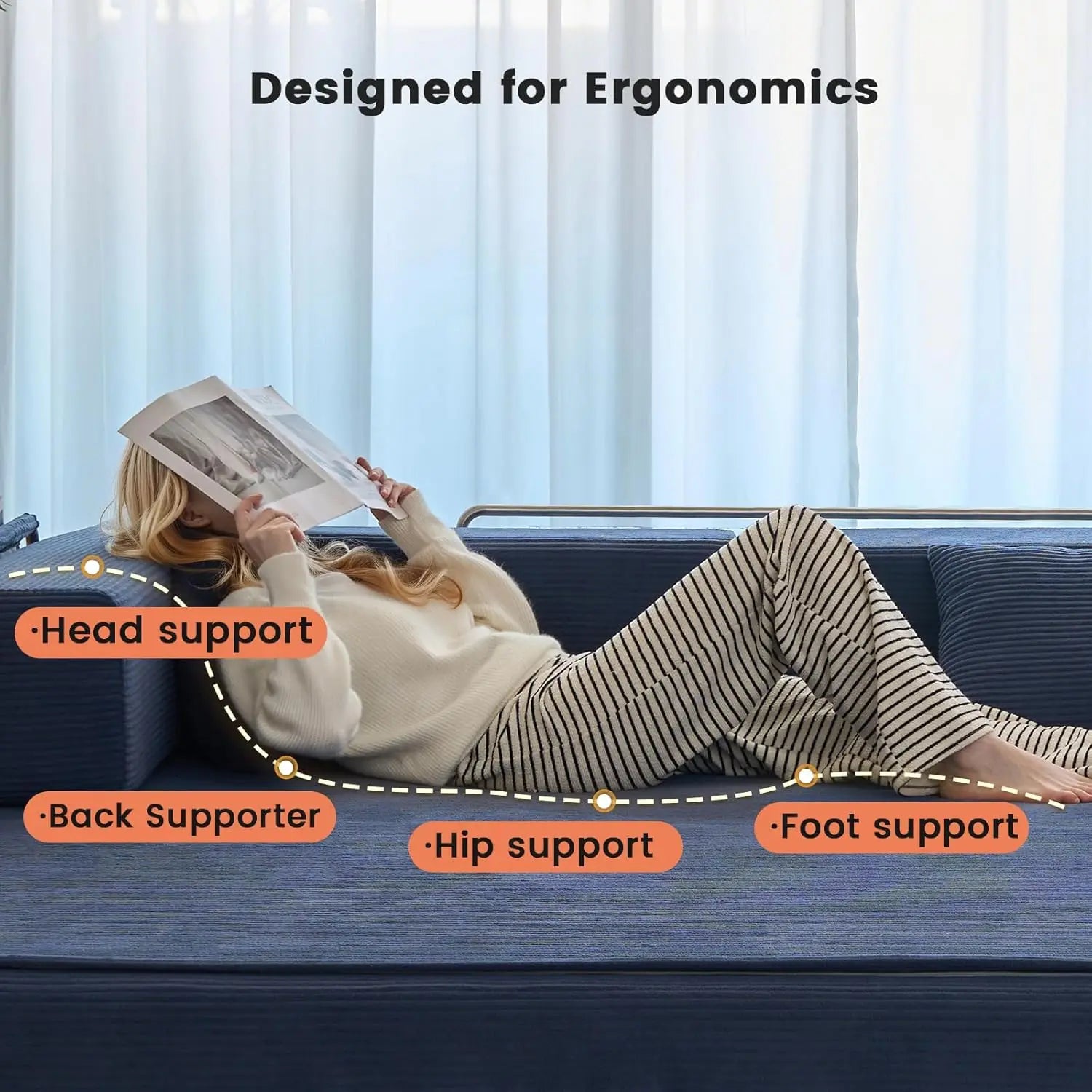 Combination Modular Sofa Living Room Folding Sofa Bed Convertable Corduroy Couch Floor Sleeper 4-in-1 Comfy Foldable Lazy