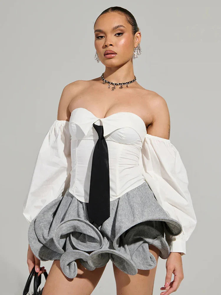 Irregular Tierred Mini Skirts Women Y2K Chic Puffy Wild Basic Coquette Style