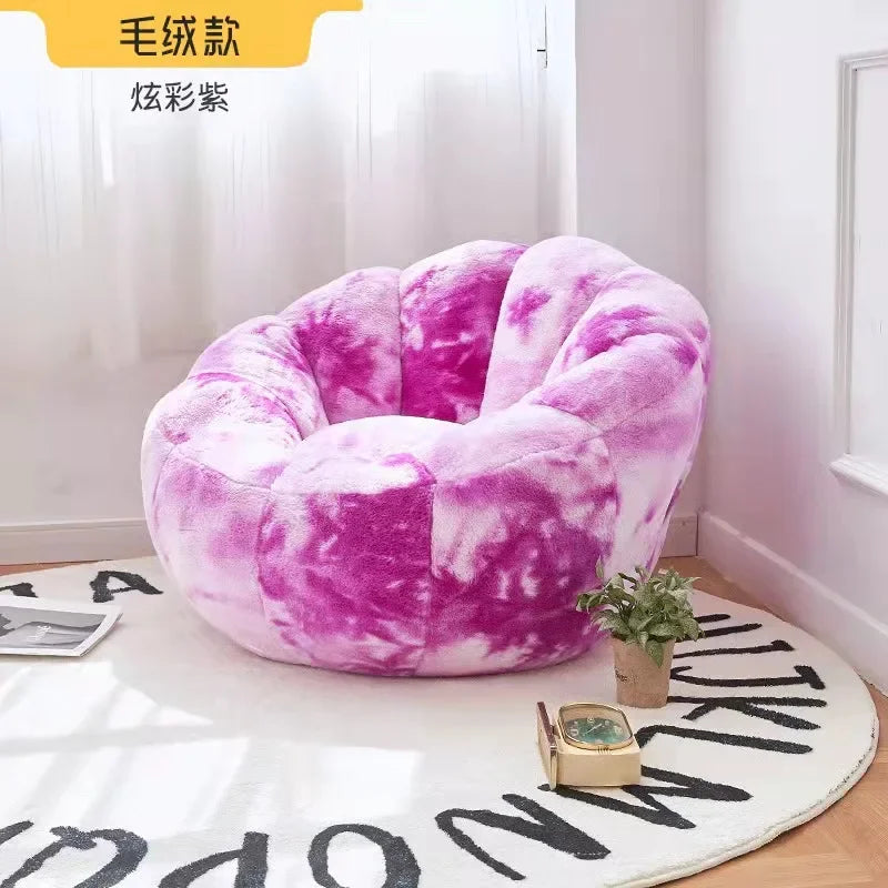 Kawai Curved Bean Bag Sofa Pink Lazy Exterior Sitting Bean Bag Sofas Comfortable Reclining Furniture