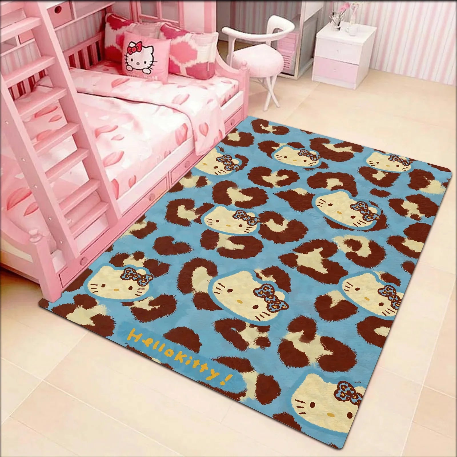 Floor Mat Bathroom Mats Leopard Print Hello Kitty Mat for Hallway Doormat Entrance Door Rugs Custom Carpet Entrance of House