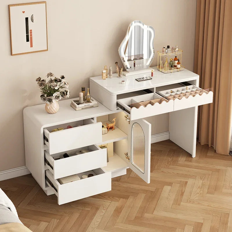 Modern Simple Makeup Table Household Bedroom Writing Desk Corner Desk Integrated Makeup Table