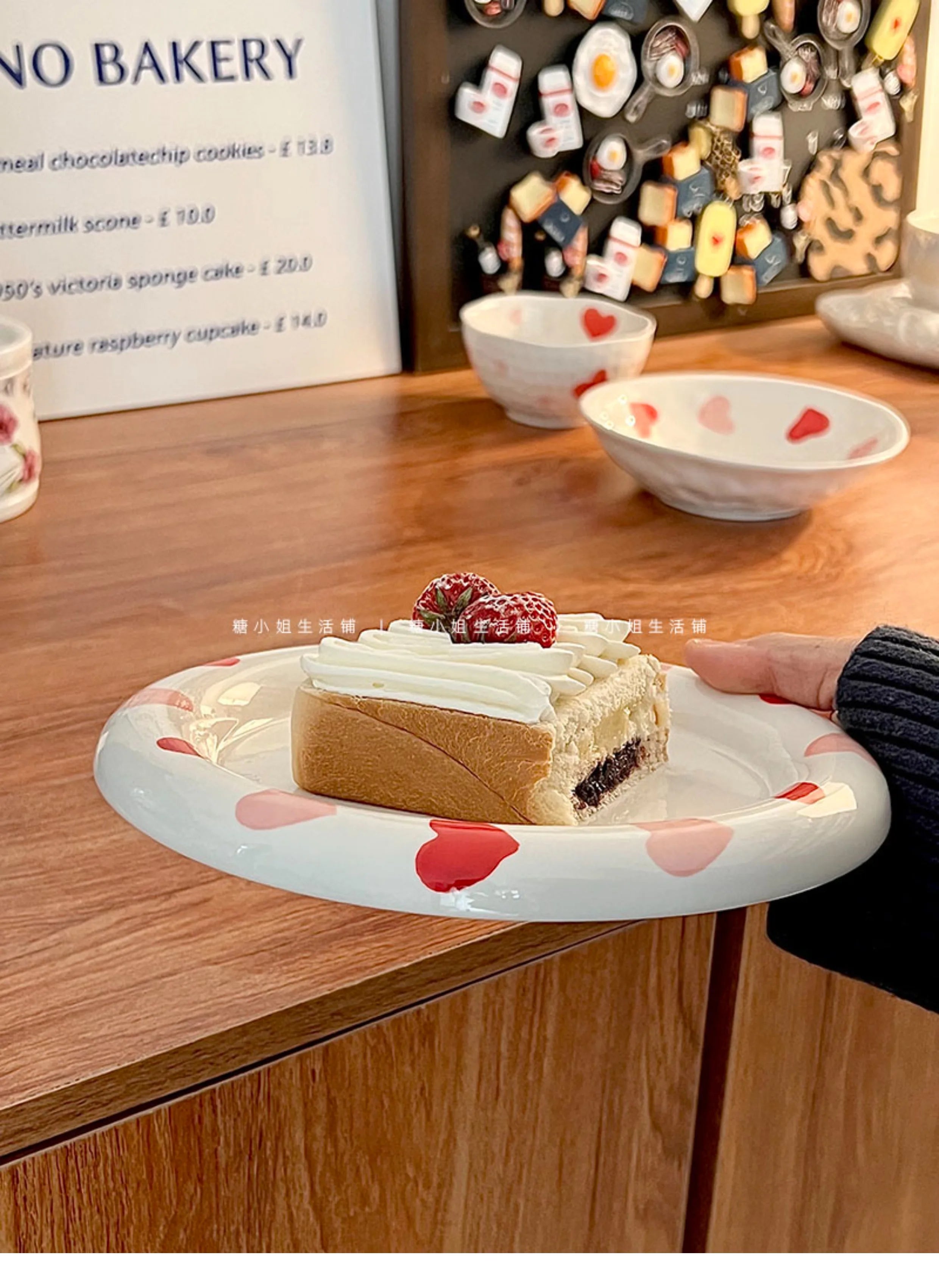 Love Ceramic Plate Bowl 8-inch Beautiful Spoon Small Fresh Dining Plate Three Piece