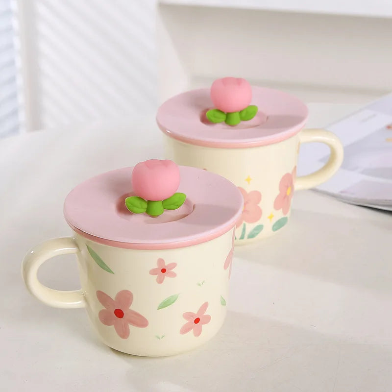 High Appearance Level Cute Style Tulip Flower Cups, Ceramic Mugs