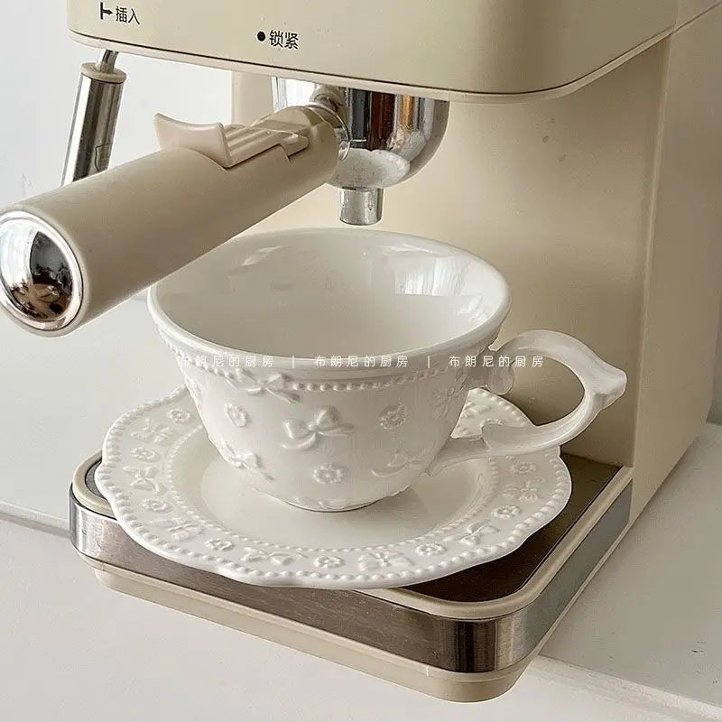 White French Lace Cup and Plate Set