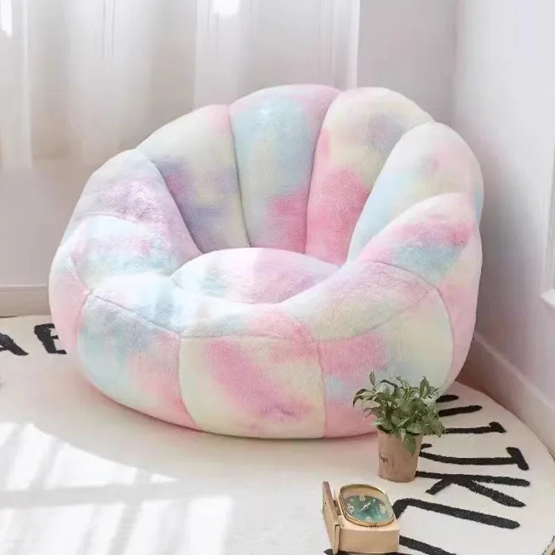 Kawai Curved Bean Bag Sofa Pink Lazy Exterior Sitting Bean Bag Sofas Comfortable Reclining Furniture