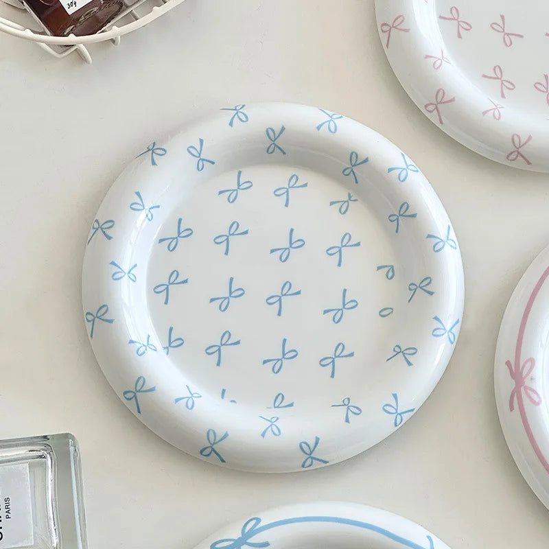 Heart Bow Ceramic Tableware Set Creative Breakfast Dessert Cake Plate