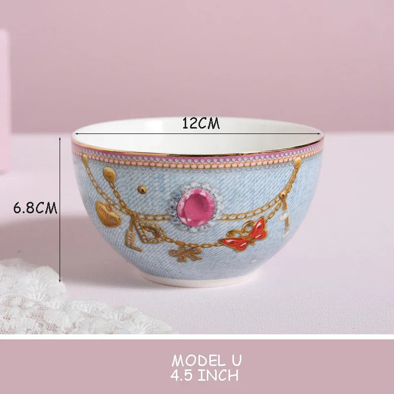 Pink Heart Shaped Dining Plate, Breakfast Tray, Ceramic Lace, Leopard Pattern Tableware, Afternoon Tea Salad Dessert