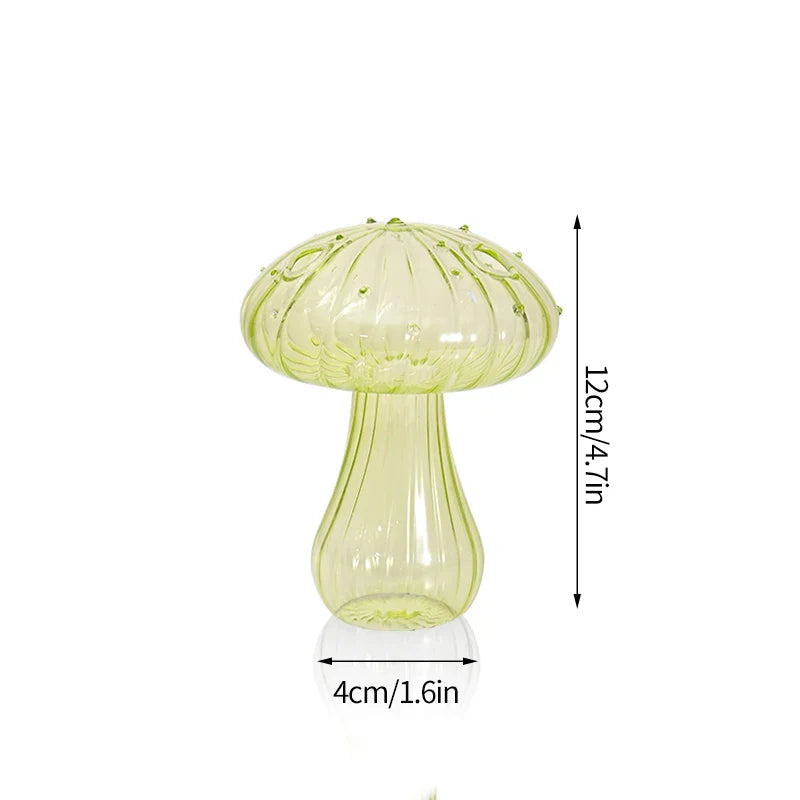 Mushroom Glass Vase Transparent Flower Pot Hydroponic Flower Bottle Jelly Color Plant Pots Aromatherapy Bottle Desktop Decor
