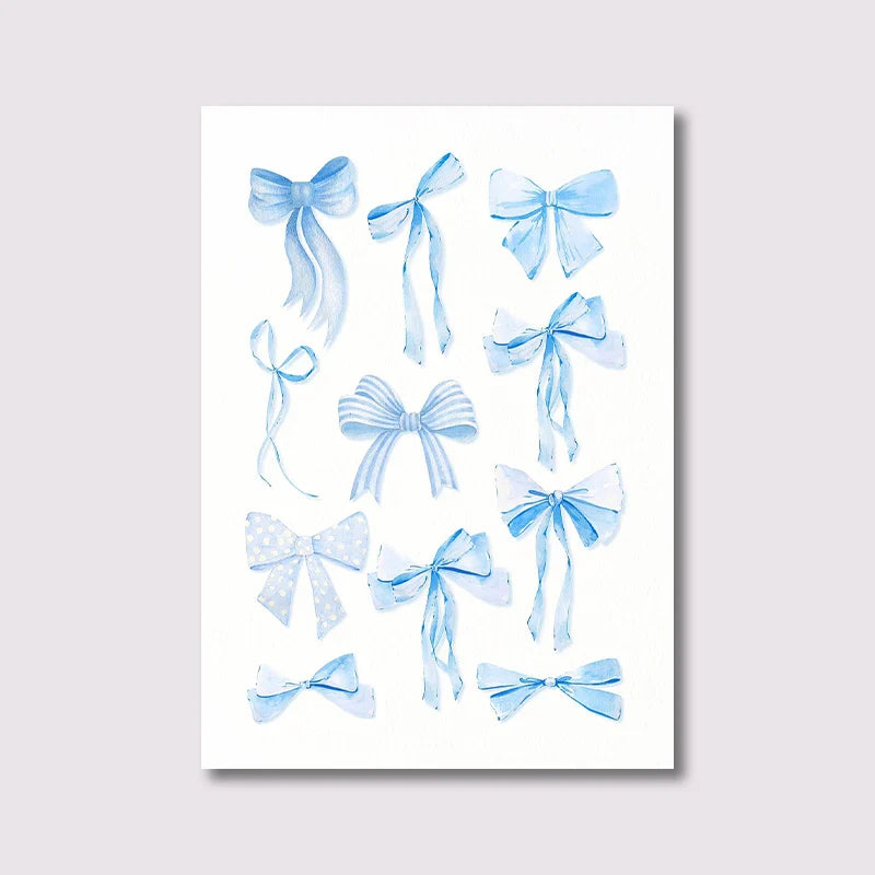 Trendy Bows Poster Wall Art Set of 3 Preppy Posters - Watercolor Prints