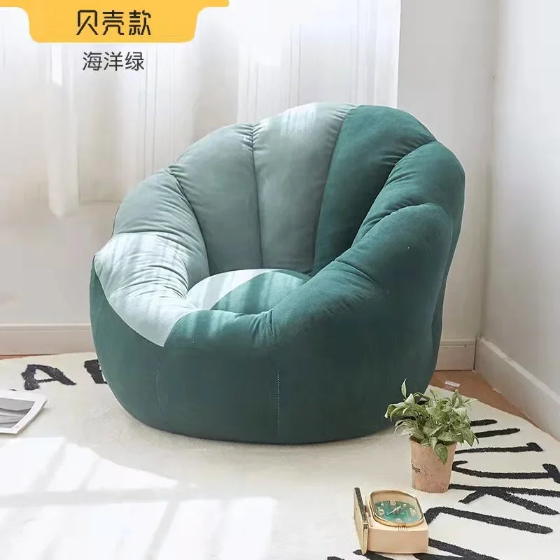 Kawai Curved Bean Bag Sofa Pink Lazy Exterior Sitting Bean Bag Sofas Comfortable Reclining Furniture