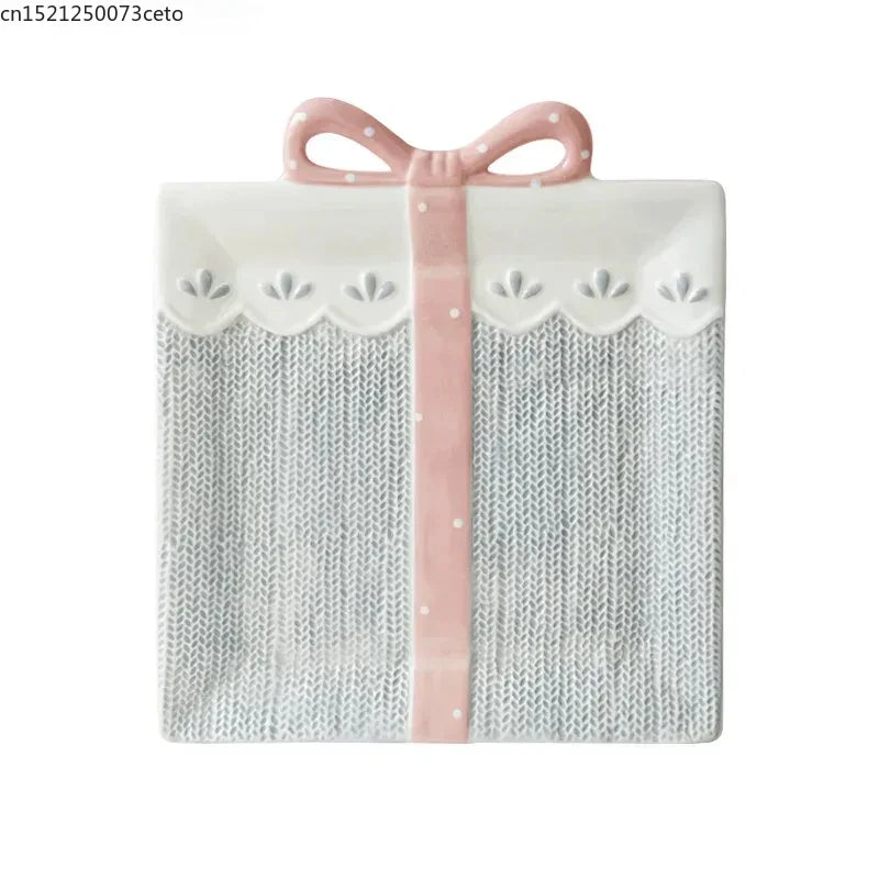Cute Ceramic Cake Dessert Plate Creative Bow Tableware