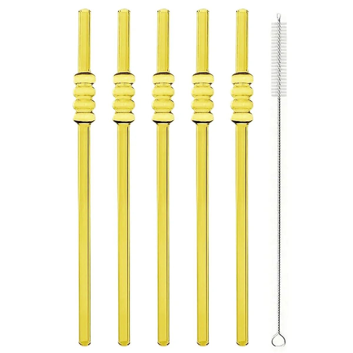 Ice-sugar Gourd Glass Straws Set High Borosilicate Drinking Straw Set with Brush 5pcs