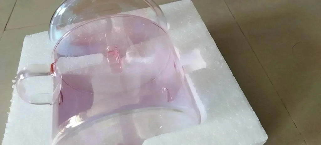 Pink Transparent Glass Pot for Cooking Heat-resistant Binaural Handle / Soup Bowl Kitchen Stock Pot