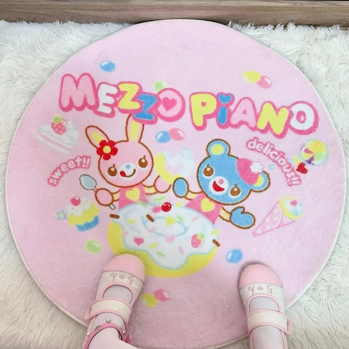 Japanese Cartoon Love Shape Carpet Lolita Cute Sweet Girl Fluffy Home Mats Imitation Cashmere Y2k Floor Mat
