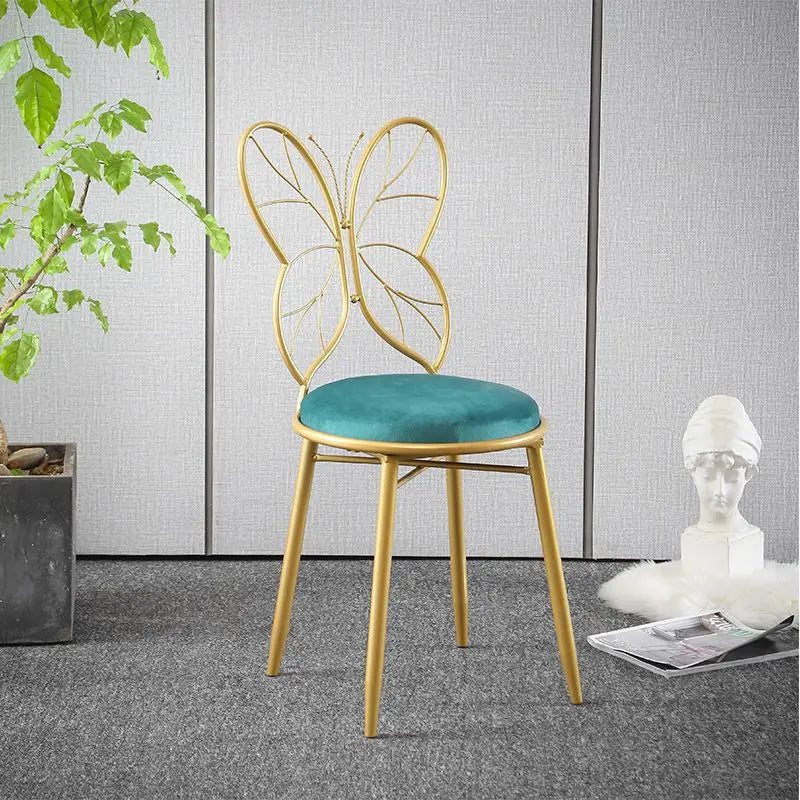 Modern Velvet Bow Stool - Nordic Vanity Chair with Backrest, Luxe Makeup Stool for Bedroom, Instagrammable Pink Accent Seat