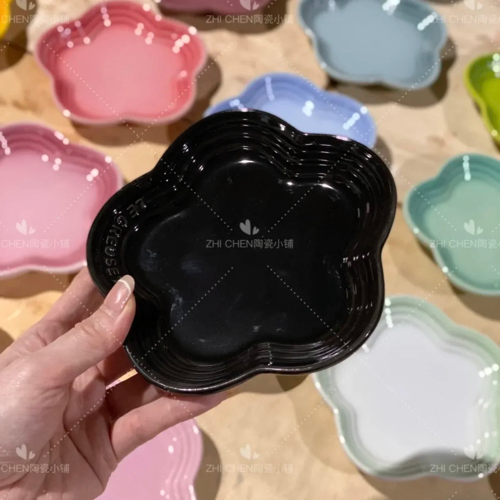 French Flower Shaped Small Plate Colored Ceramic