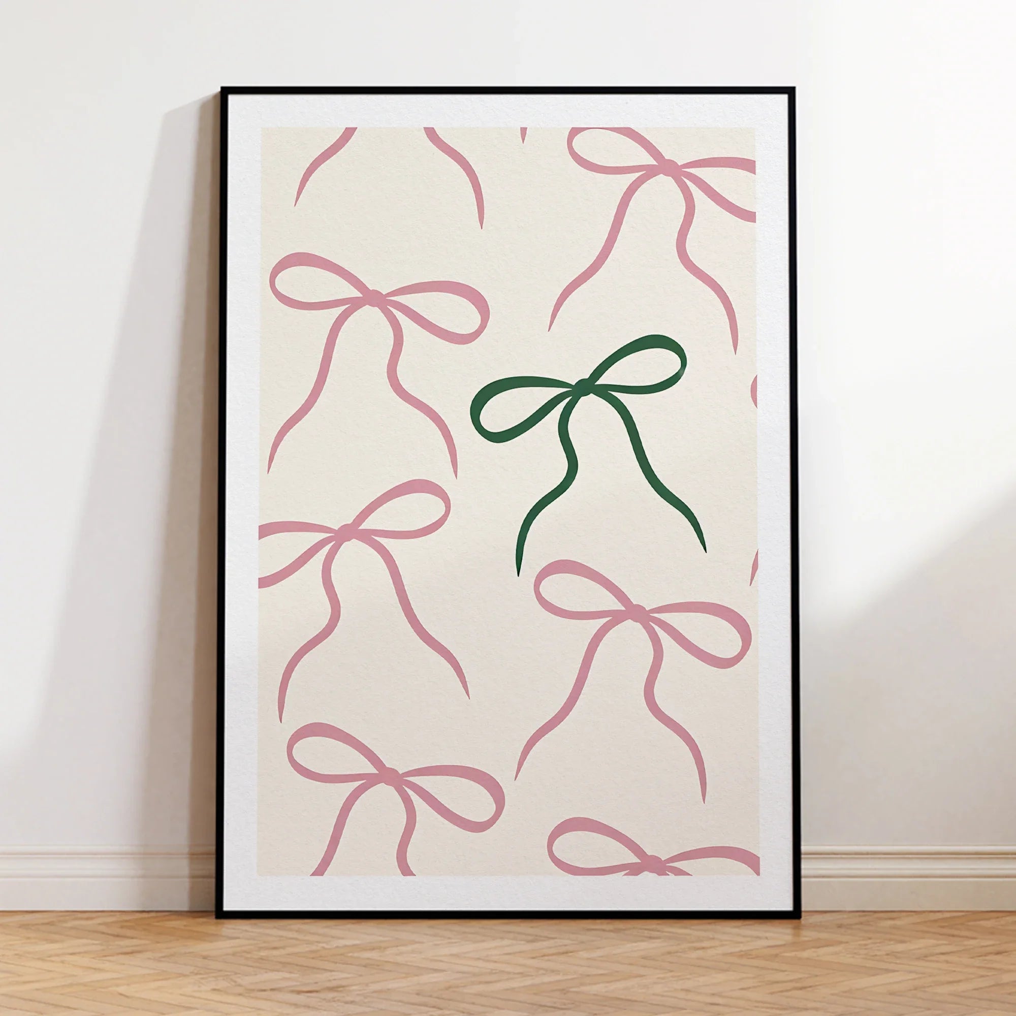 Simple Pink And Green Bow Wall Art Prints Canvas Painting Poster Picture For Living Bed Room Home Decor