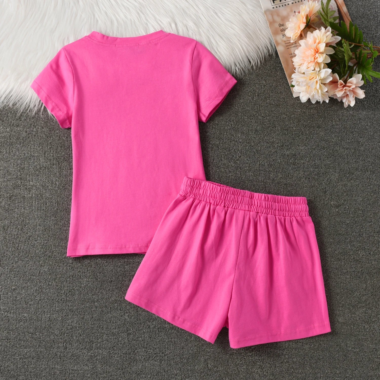 New Short Sleeved Yoga Suit Set, Women's Slim Fit Dress, Summer Casual Sports Two-piece Set