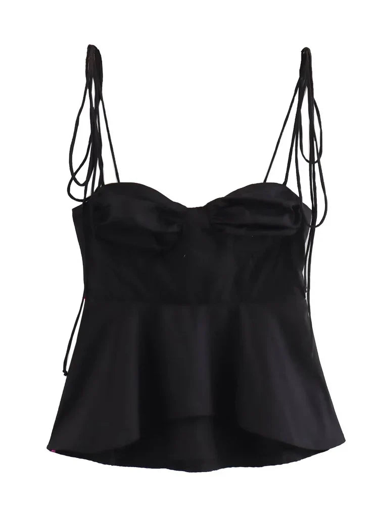 White Smocked Strappy Camisole Women's Sexy Sleeveless Ruffle Slim Bra Solid Color Streetwear Y2k Women's Tops Camisole