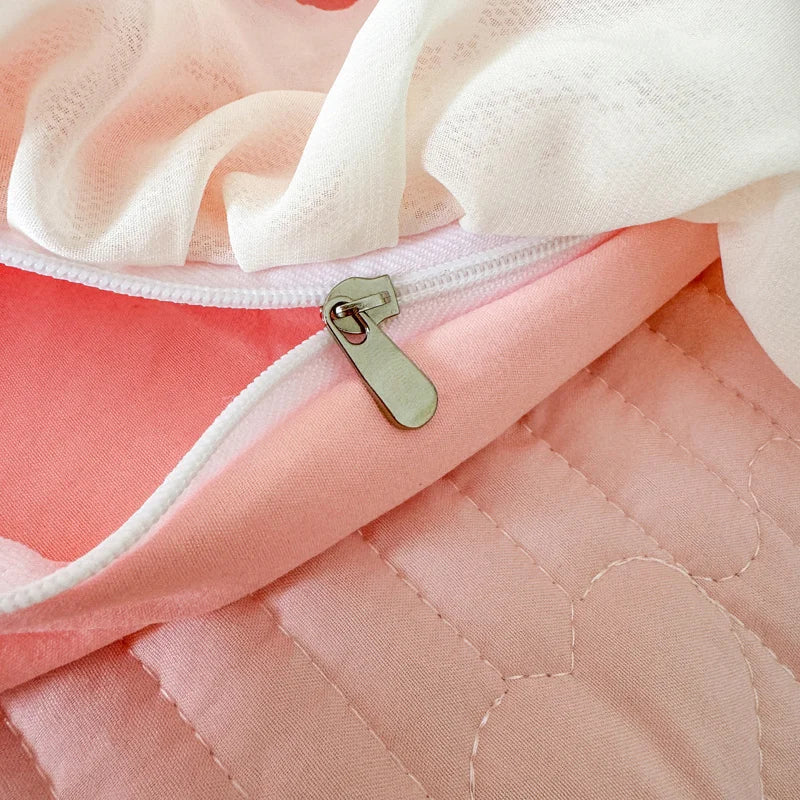 Princess Lace Bow Bedding Set Sweet Girl Chiffon Ruffles Duvet Cover Bed Sheet Pillowcase