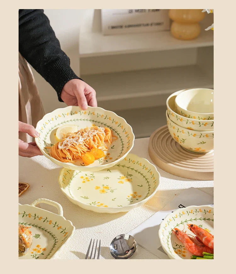 Porcelain Plate French Style Floral  Tableware