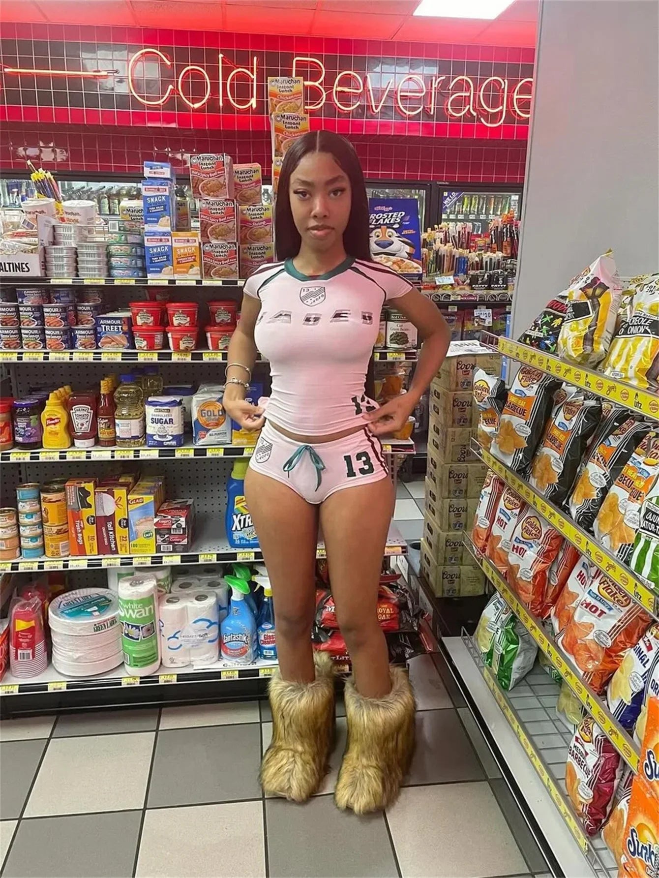 Woman Clothing Shorts Suit America Sports Style Fashion Slim Retro Summer Letter Print Short-sleeved Top Y2k