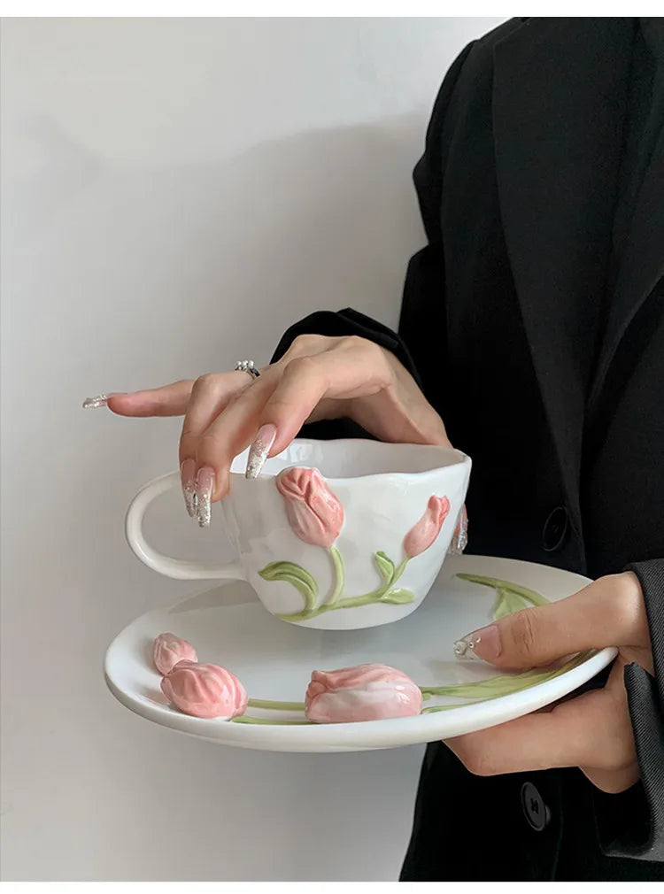 Exquisite Tulip Ceramic Plate High Appearance French Tableware