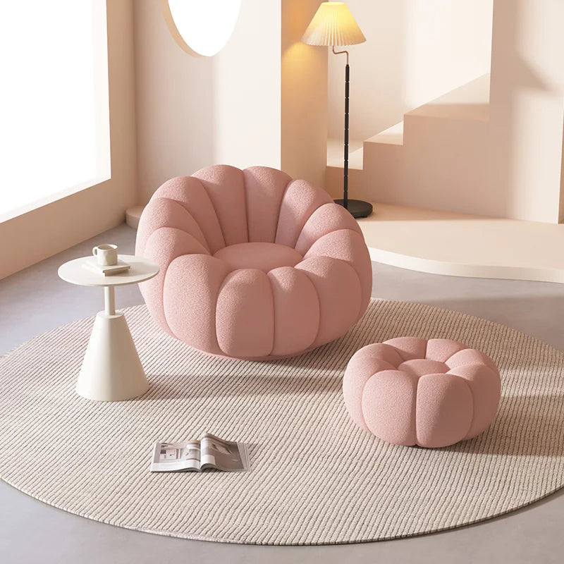 Lamb Fleece Pumpkin Sofa Chair Household Bedroom Lazy Lounge Chair Minimalist Modern Living Room