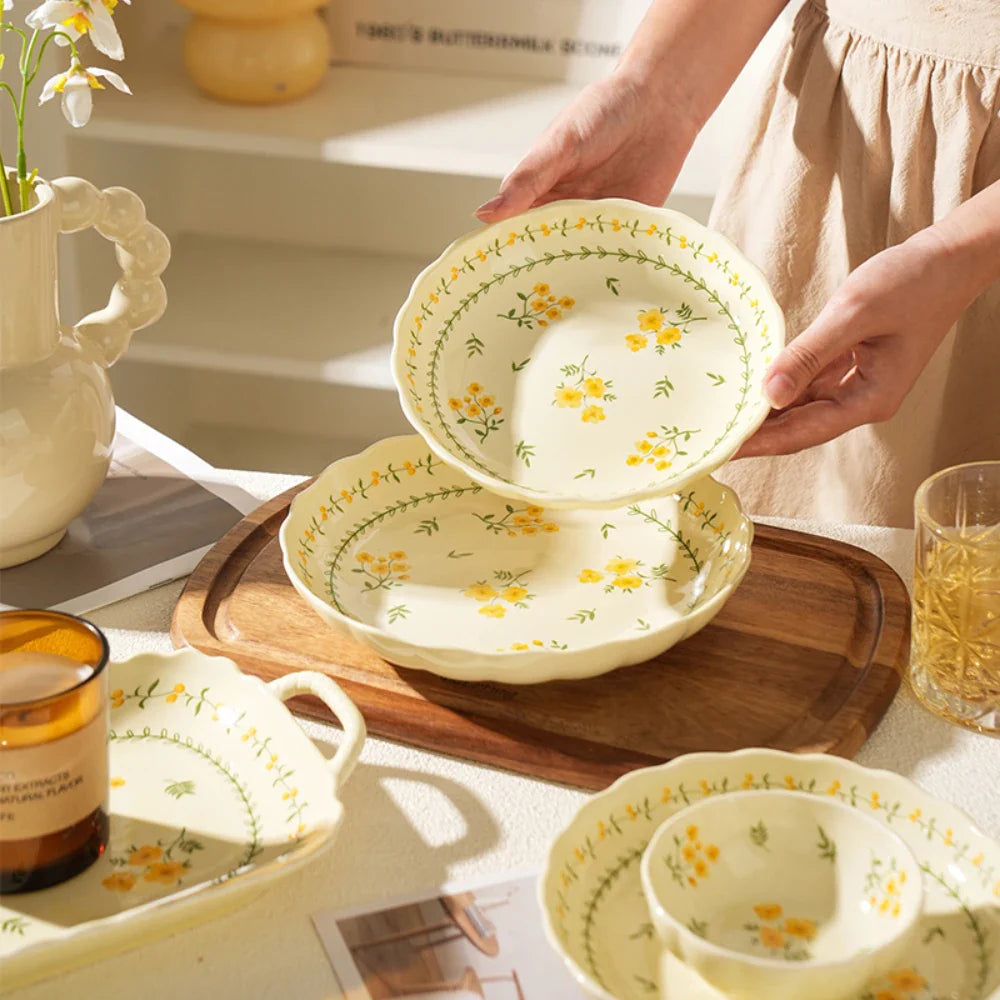 Porcelain Plate French Style Floral  Tableware