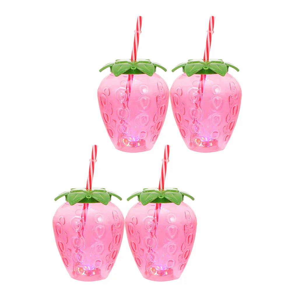 Strawberry Water Bottle Party Drinking Bottle Party Straw Cup Straw Drinking Bottle 4 Sets