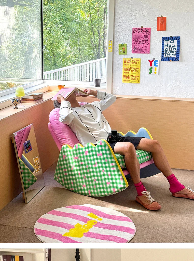 Modern Living Room Chairs Fabric Garden Relax Rocking Chair Lounge Bedroom Comfy Home Furniture