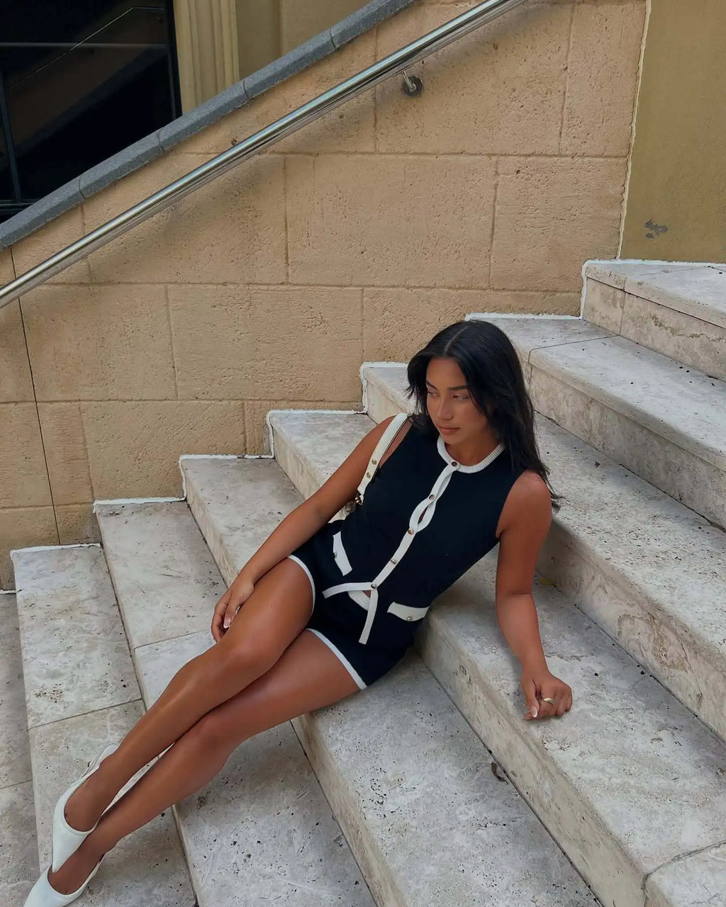 Women's Elegant Short Sets Sexy Fashion Patchwork Slim Knitted Holiday Outfits Summer Top and Mini Shorts Two Piece Set