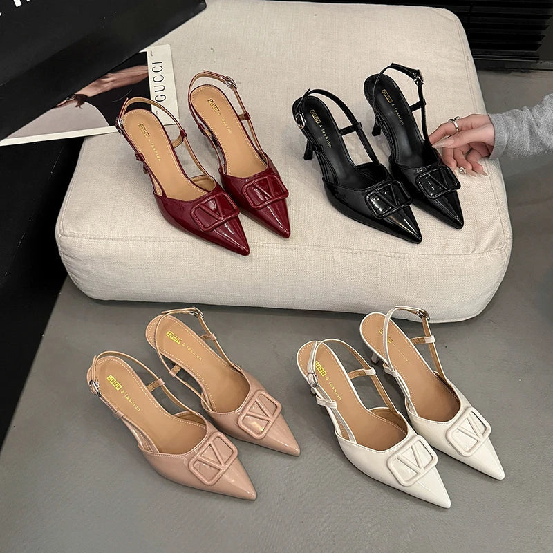 Luxury Brand Design High Heels Women's Stiletto Pointed Toe Strap Buckle Ladies Party Banquet High Heel Sandals