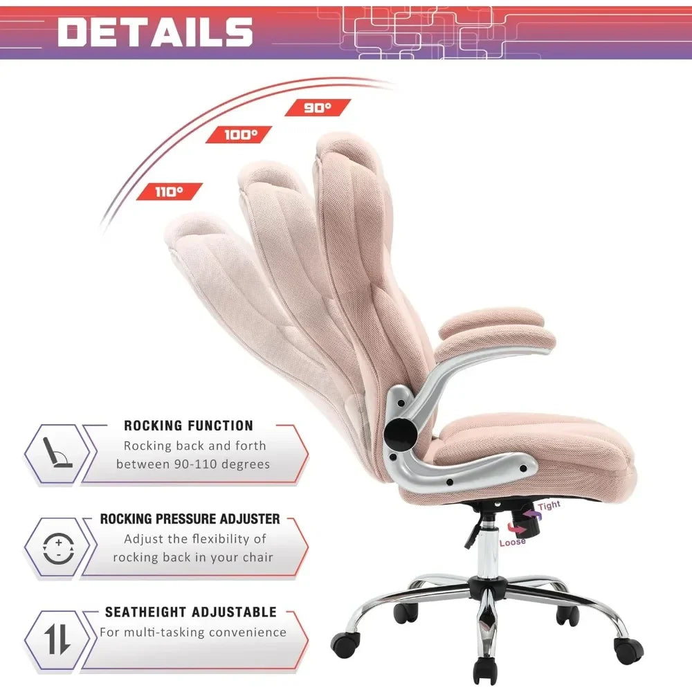 Executive Big and Tall Fabric Office Chair Duty Executive Desk Chair with Extra Wide Seat, High Back Ergonomic Leather Computer Chair