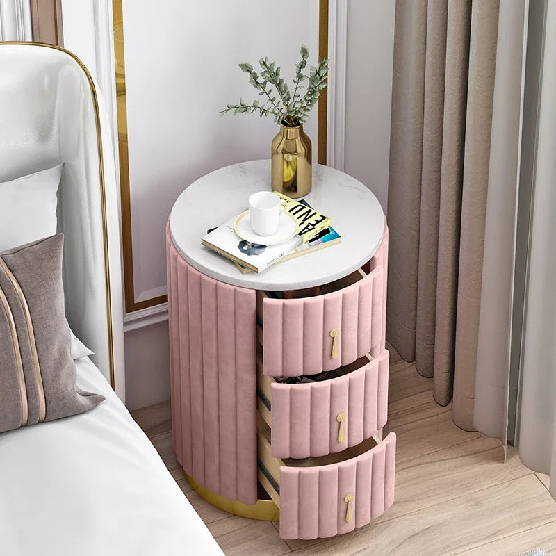 Mobile Side Bed Pink Nightstands Small Modern Modern Luxury Nightstands Space Saving Storage Furniture