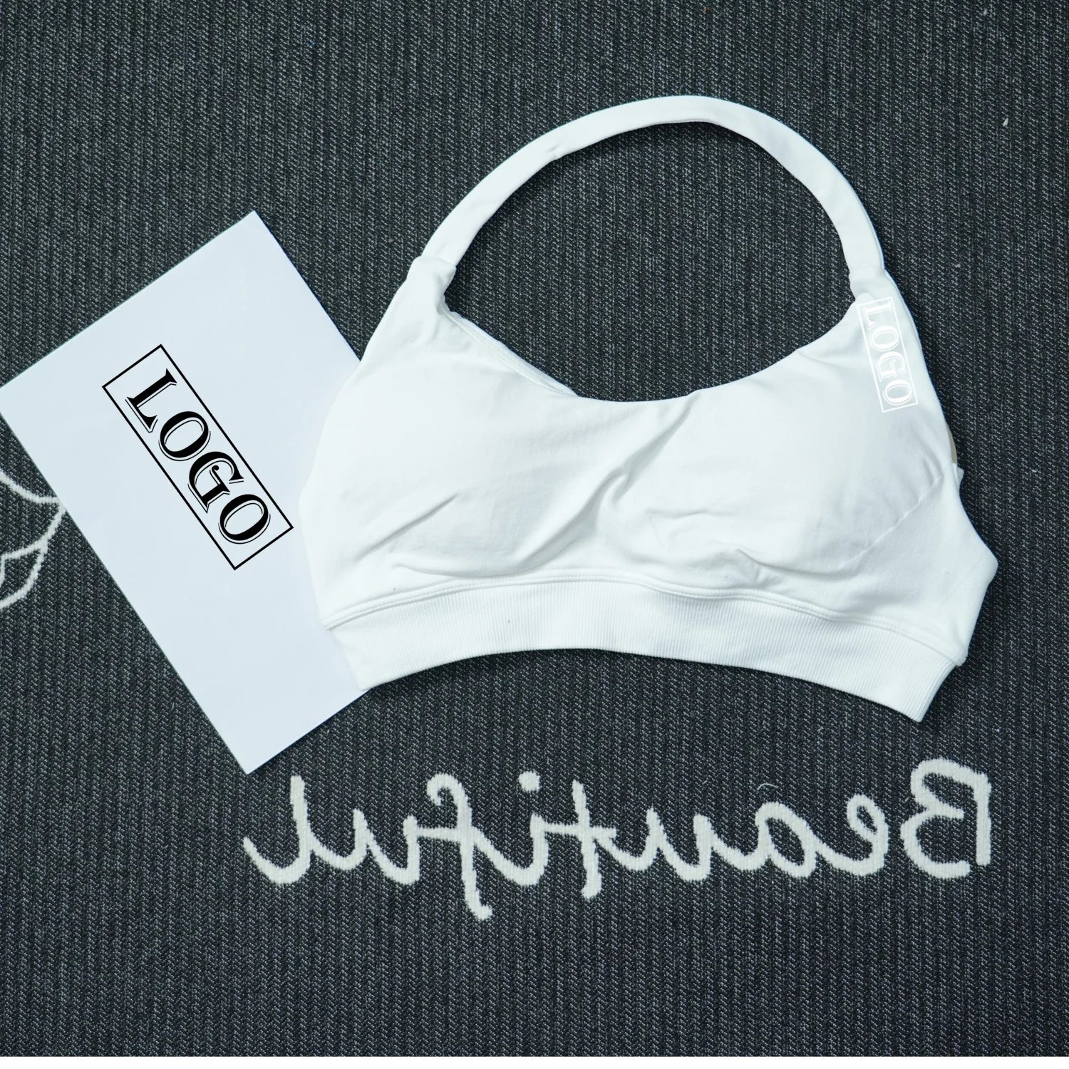 Yoga Impact Sports Bra With Logo Women Seamless Halter Bra Open Back Yoga Top Bras Medium Support Gym Crop Top Padded Sportswear