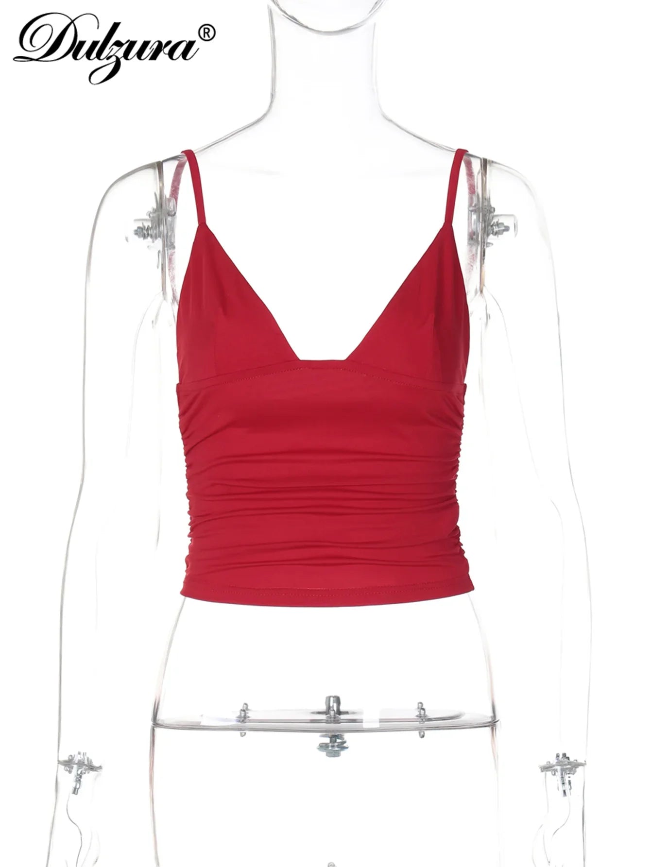 Sleeveless Ruched Bodycon Camisole Women'S Solid Sexy Top Party Club Streetwear Clothes Y2K