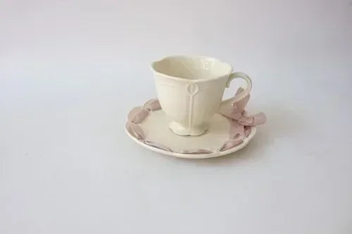 Vintage Cream Hollow Lace Ceramic Plate Dinner Flower Decoration Cute Plates