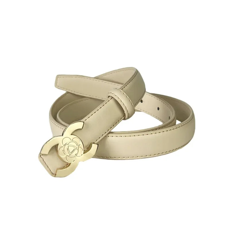 Women's Versatile Belt, Elegant Retro Style, Square Alloy Buckle