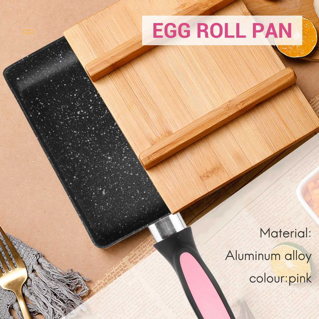 Pink Tamagoyaki Pan Japanese Omelette Pan, Non-Stick Coating Square Egg Pan to Make Omelets or Crepes