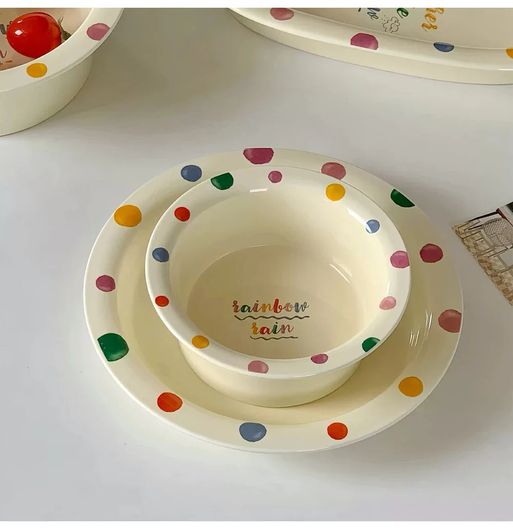 Colorful Dots Ceramic Porcelain m Tableware