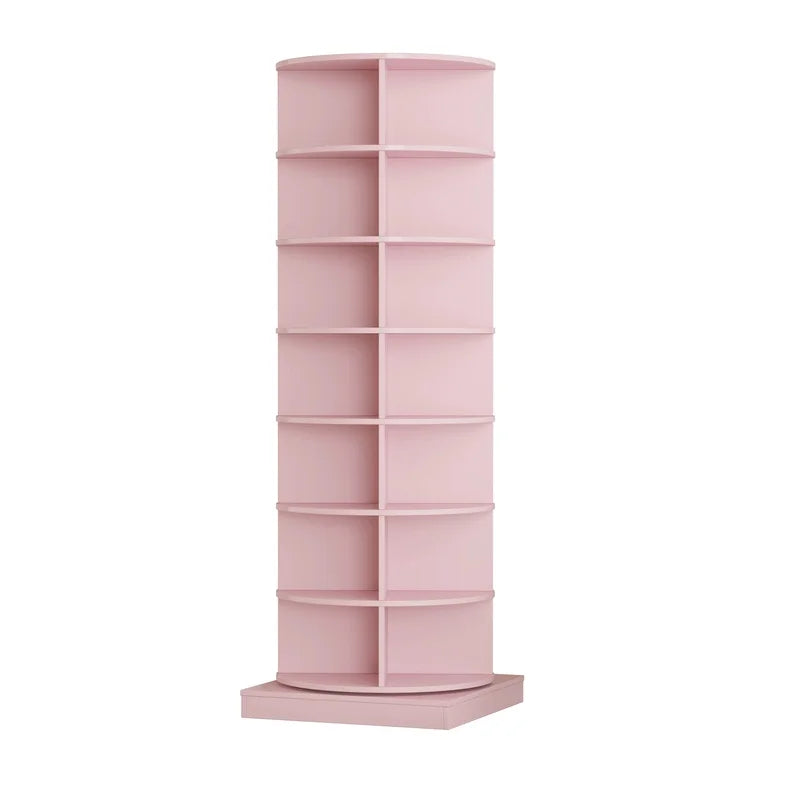New 360-Degree Rotating Pink Shoe Cabinet with 7 Layers for Storing Up to 28 Pairs of Shoes