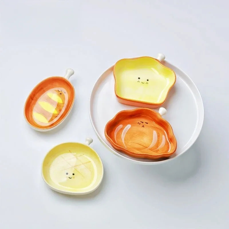 Croissant Plate Ceramic Seasoning Disc Creative Dipping Sauce Plate Cute Dessert Plate and Irregular-shaped Butterfly