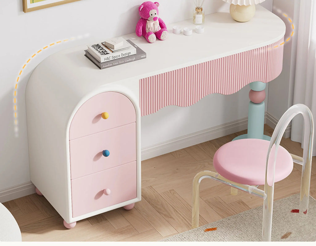 Pink Dresser, Bedroom Dresser, Cream Wind Solid Wood Integrated Chest Cabinet, Makeup Table, Storage Cabinet
